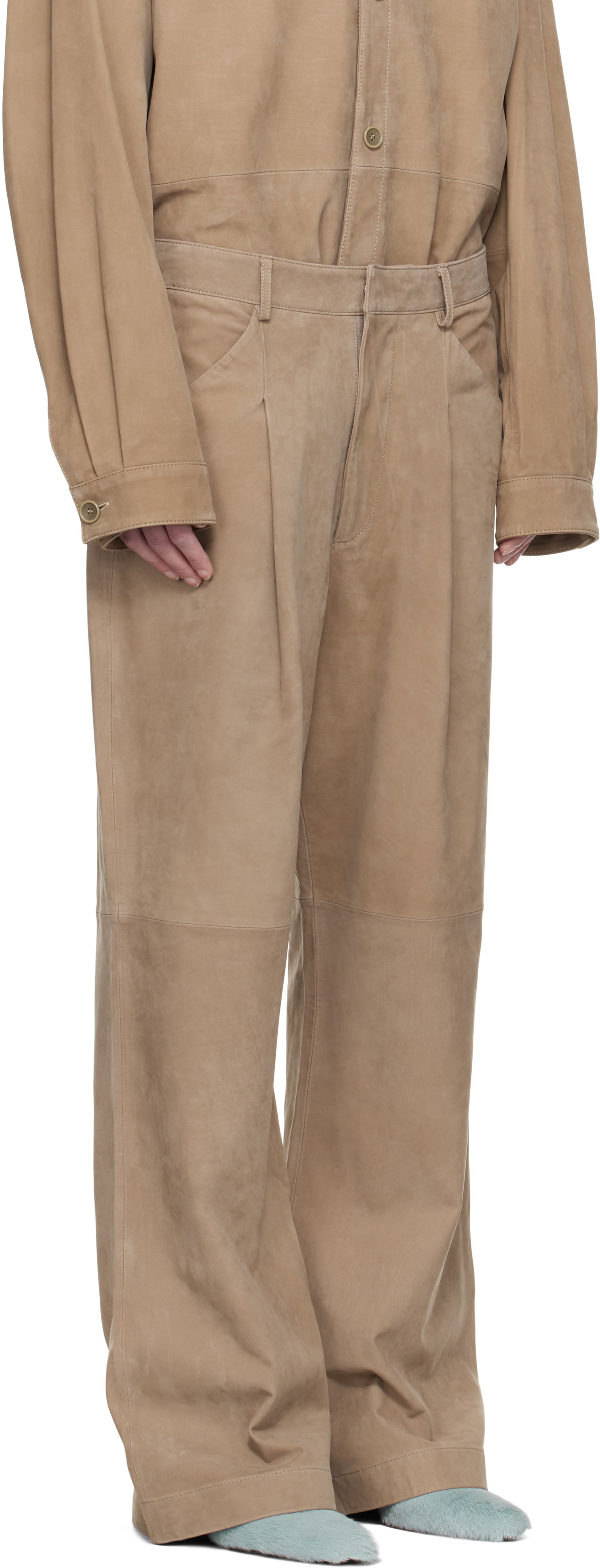 Bukser Entire Studios Entire Studios DC Suede Trousers Beige | ES2668SS, 1