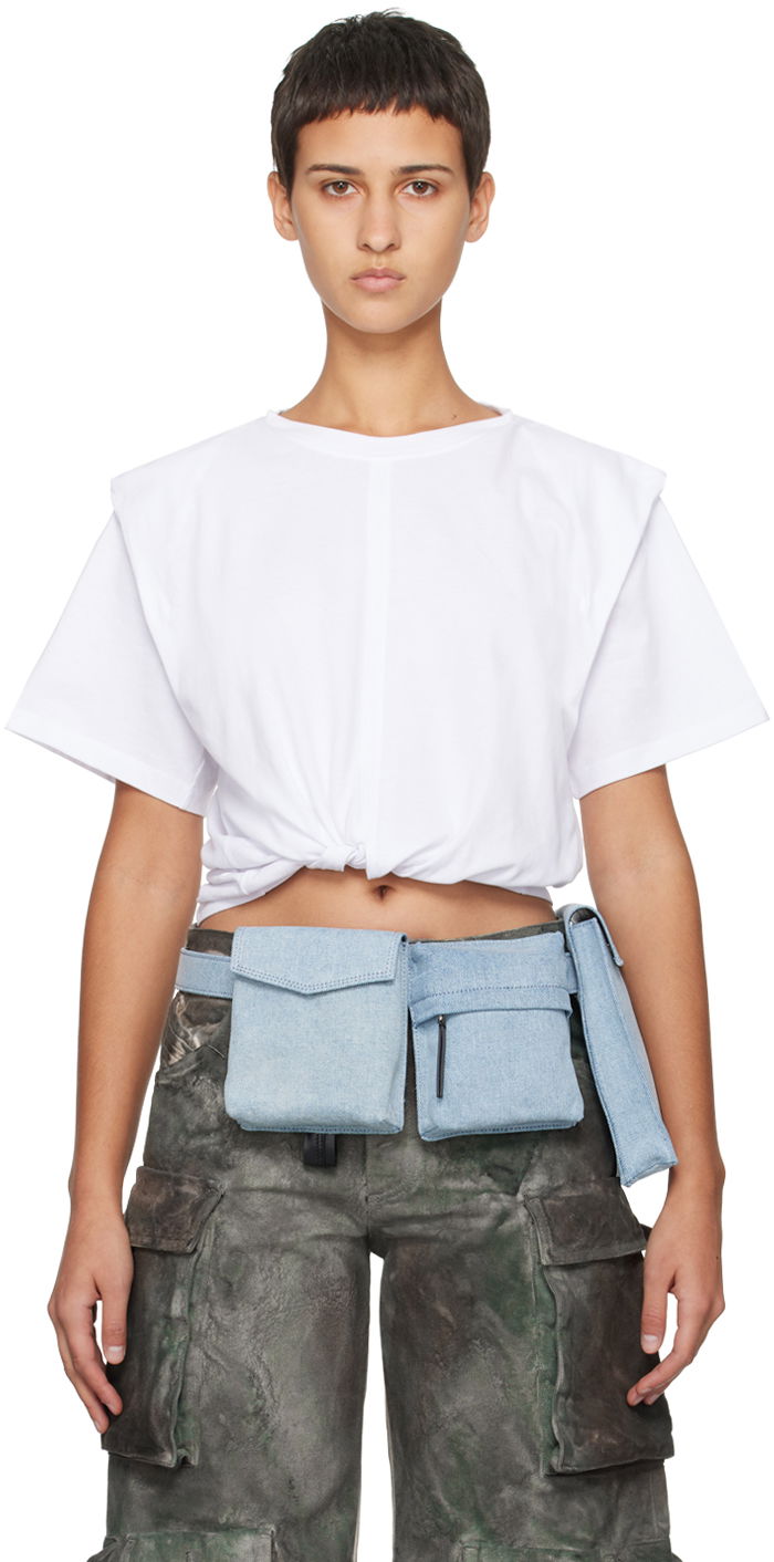 Crop top The Attico The Attico Denim Belt Bag Hvid | 241WKE11 D073