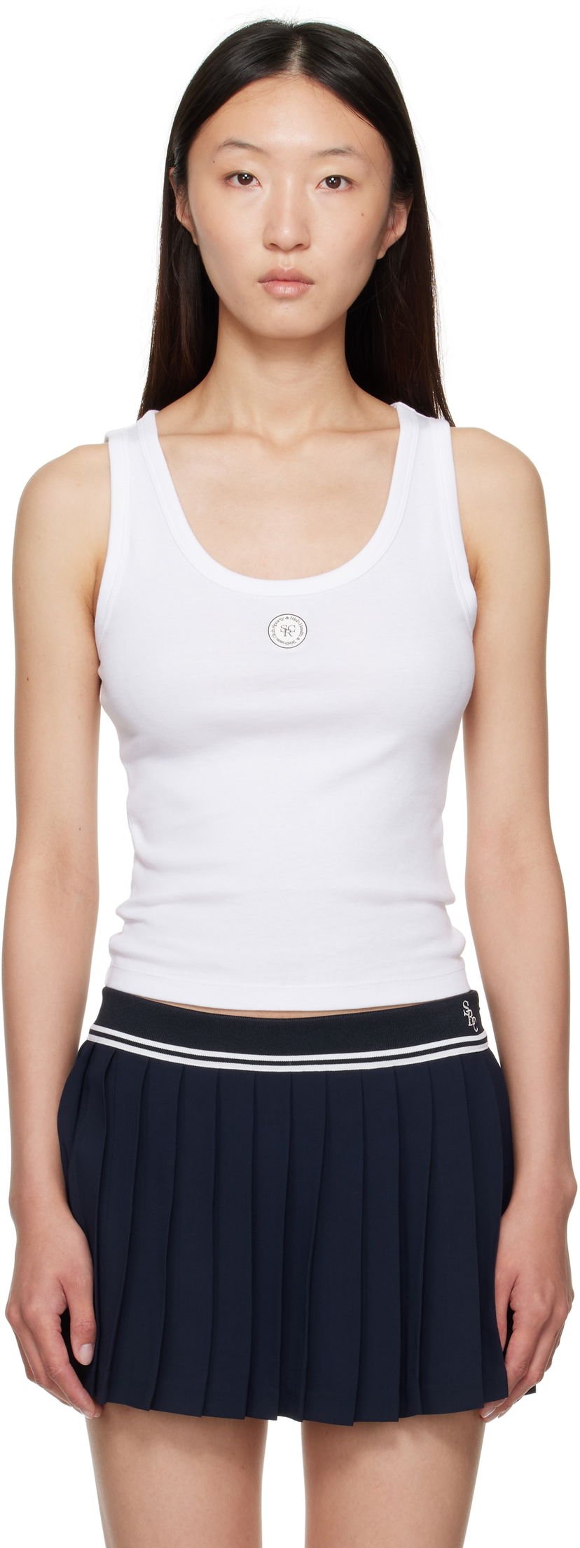 Tanktop Sporty & Rich Sporty & Rich Baby Rib 'SRHWC' Tank Top Hvid | TO081600305WH01