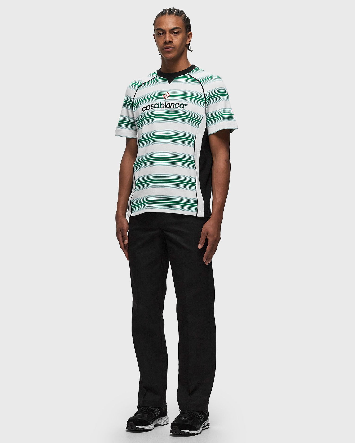 T-shirt Casablanca LOGO STRIPE PANELLED T-SHIRT Grøn | MS24-JTP-239-01, 1