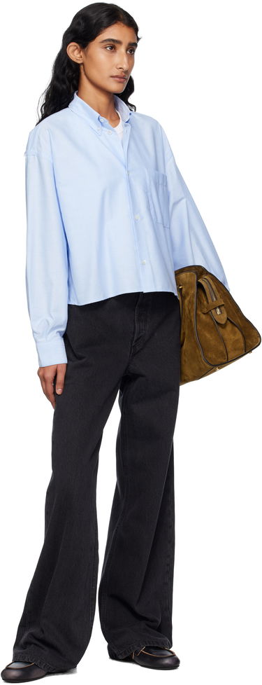Skjorte A.P.C. A.P.C. Sophia Cropped Oxford Shirt Blå | COECK-F12632, 3