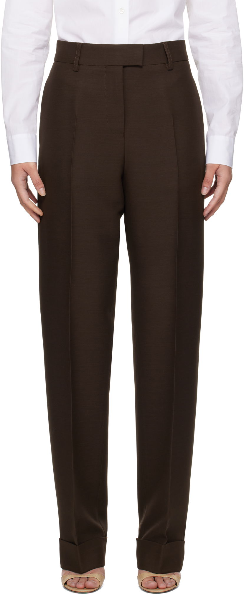 Bukser FERRAGAMO Turn Up Trousers Brun | 780901