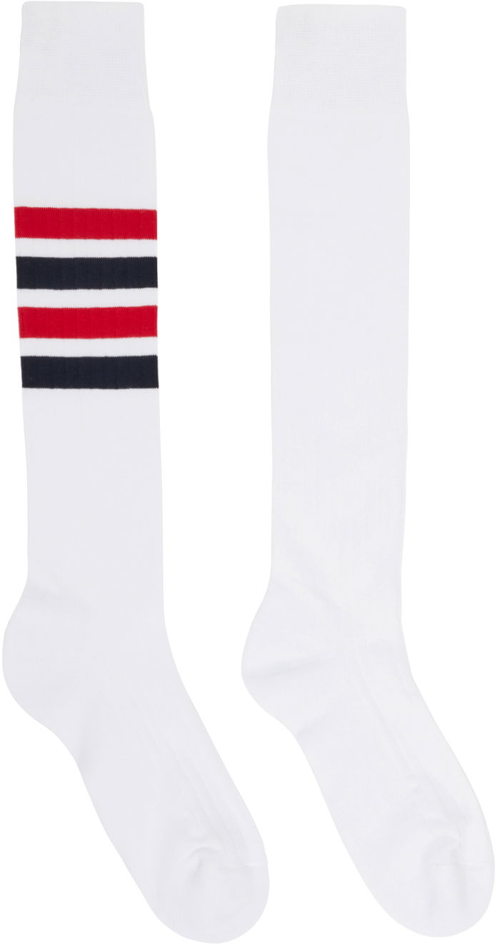 Sokker Thom Browne Thom Browne Striped Knee-High Socks Hvid | MAS085A-01690