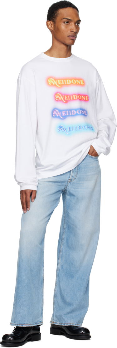T-shirt We11done We11done Neon Logo Long Sleeve Tee Hvid | WD-TT2-25-754-U-WH, 3