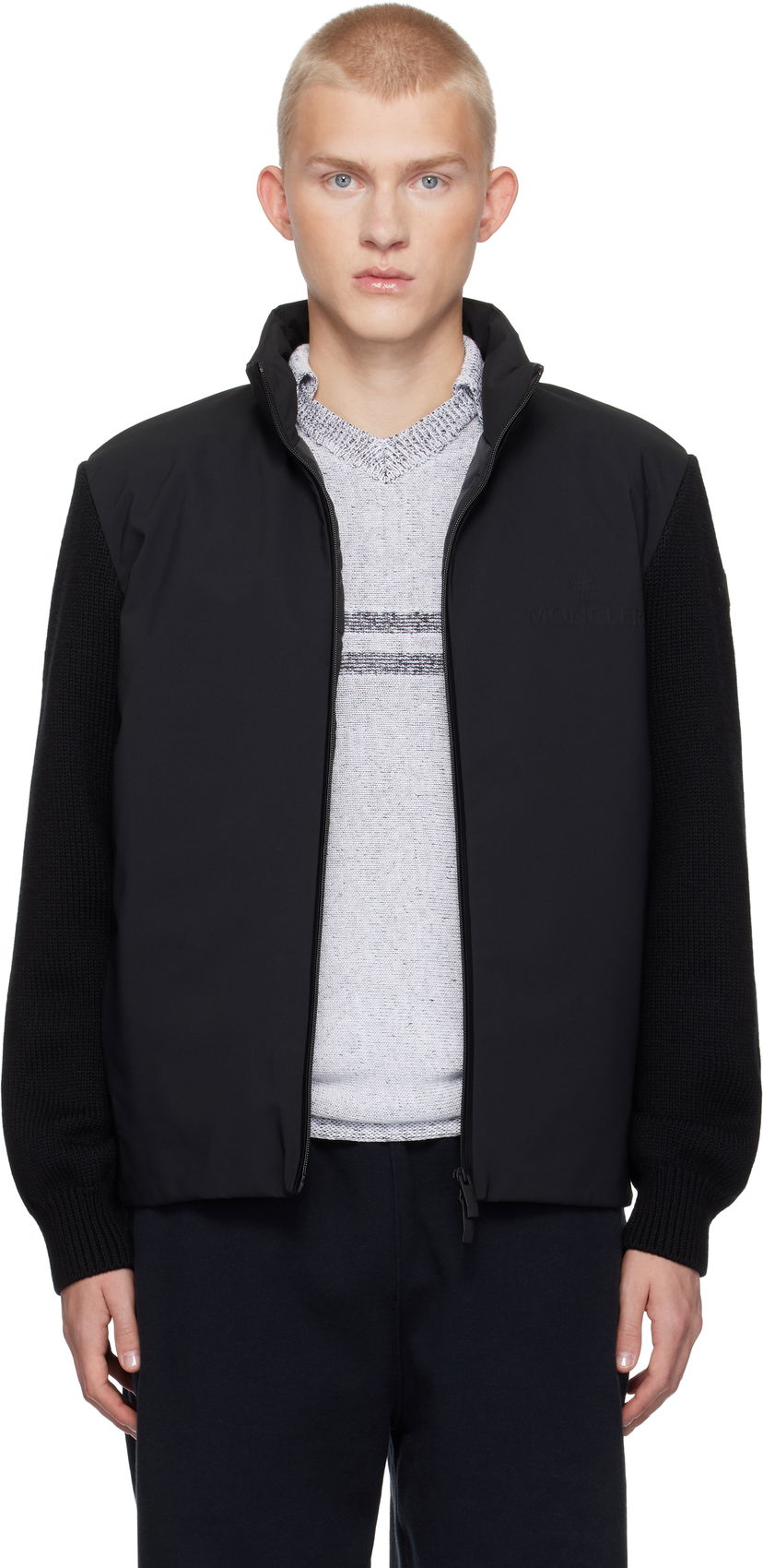 Puffer jakke Moncler Cardigan Tricot Down Jacket Sort | J20919B00030M1282