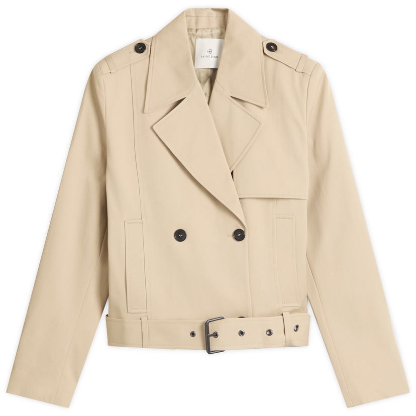 Trenchcoat Anine Bing Anine Bing Greer Cropped Trench Coat, Size Large Beige | A-01-11177-OMA10