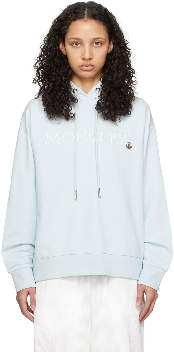 Sweatshirt Moncler Embroidered Hoodie Blå | J10938G0001689A1K