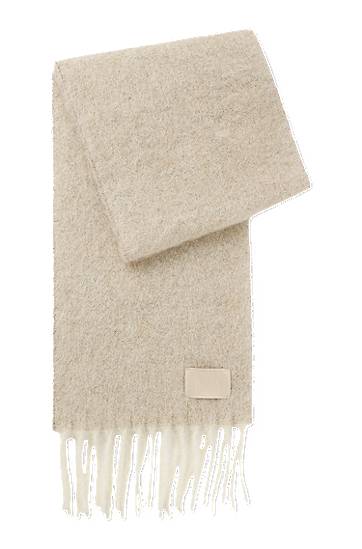 Tørklæde BOSS Italian-made fringed scarf with wool and alpaca Beige | 50551696