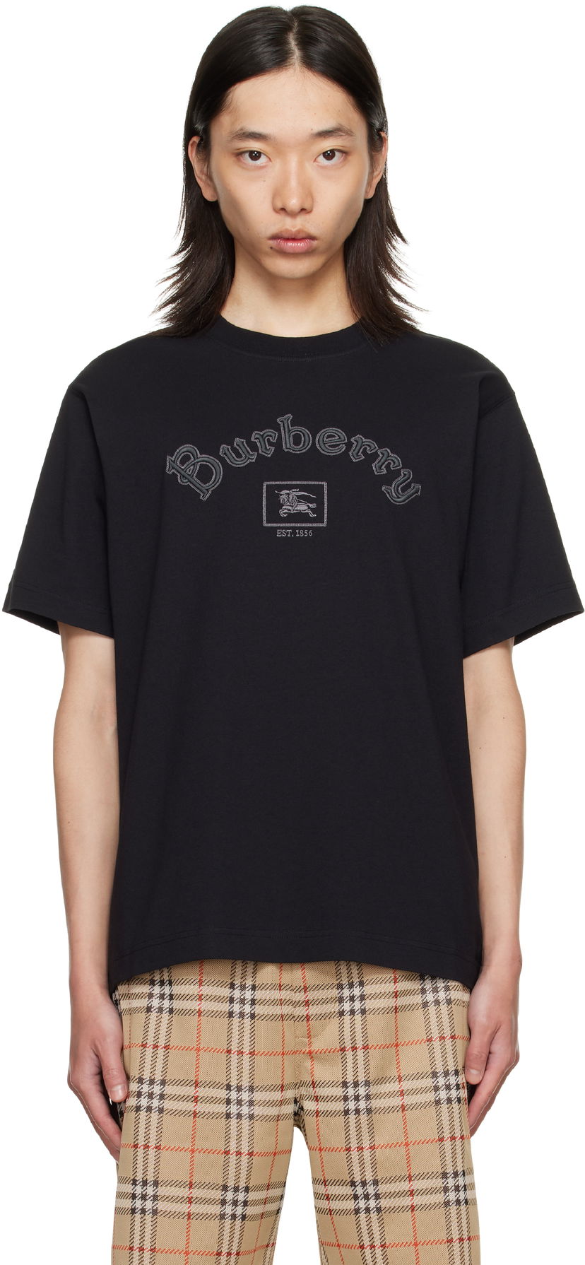 T-shirt Burberry Burberry Gothic Logo Cotton T-Shirt Sort | 8116061