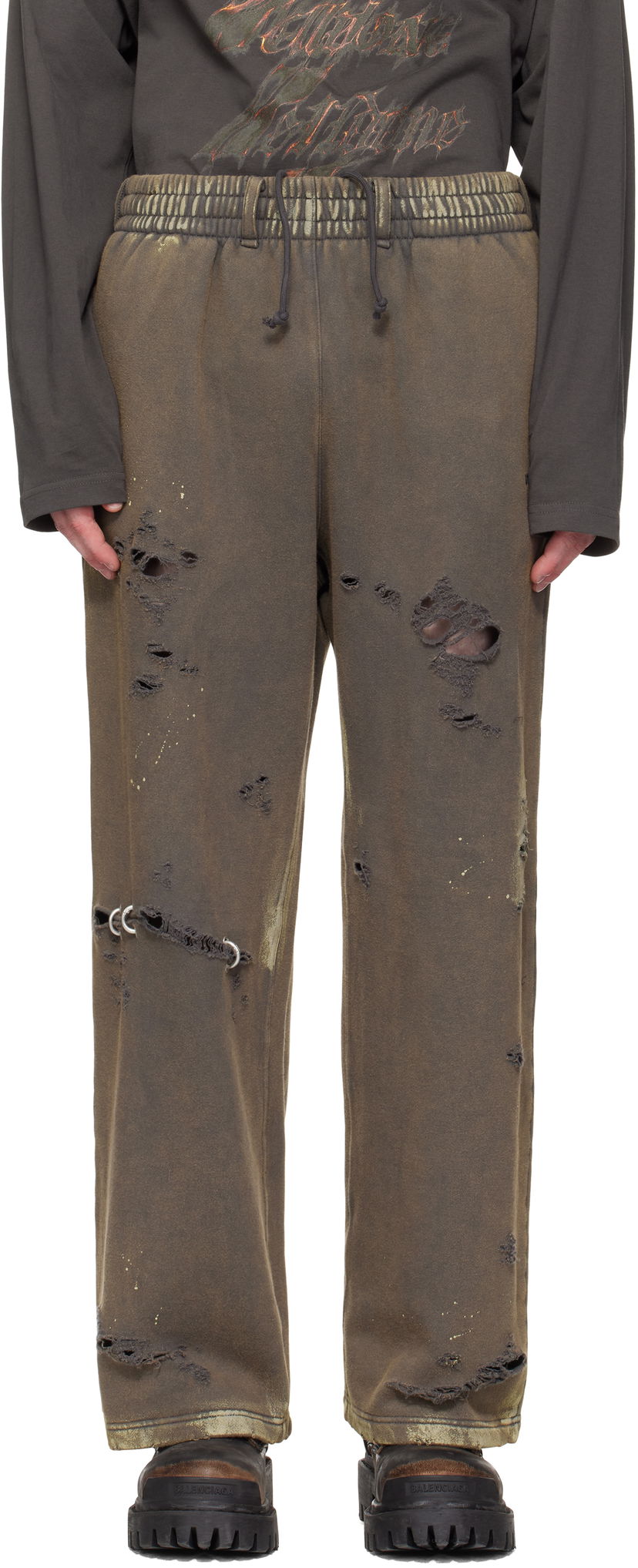 Joggingbukser We11done We11done Pierced Sweatpants Brun | WD-TA0-25-735-U-CH