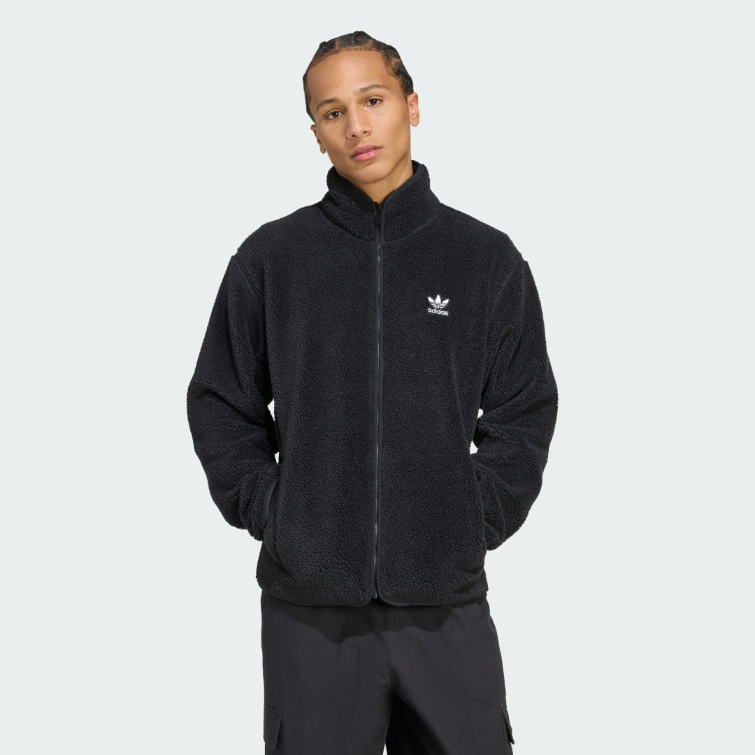 Jakke adidas Performance Trefoil Essentials Teddy Fleece Jacket Sort | JV7676, 0