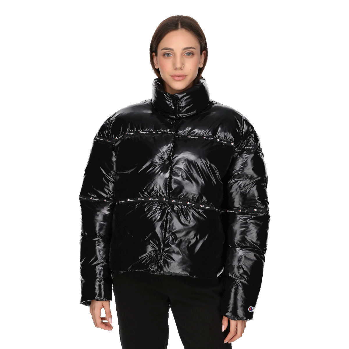 Puffer jakke Champion Glossy Puffer Jacket with Logo Tape Sort | 112346-KK001, 0