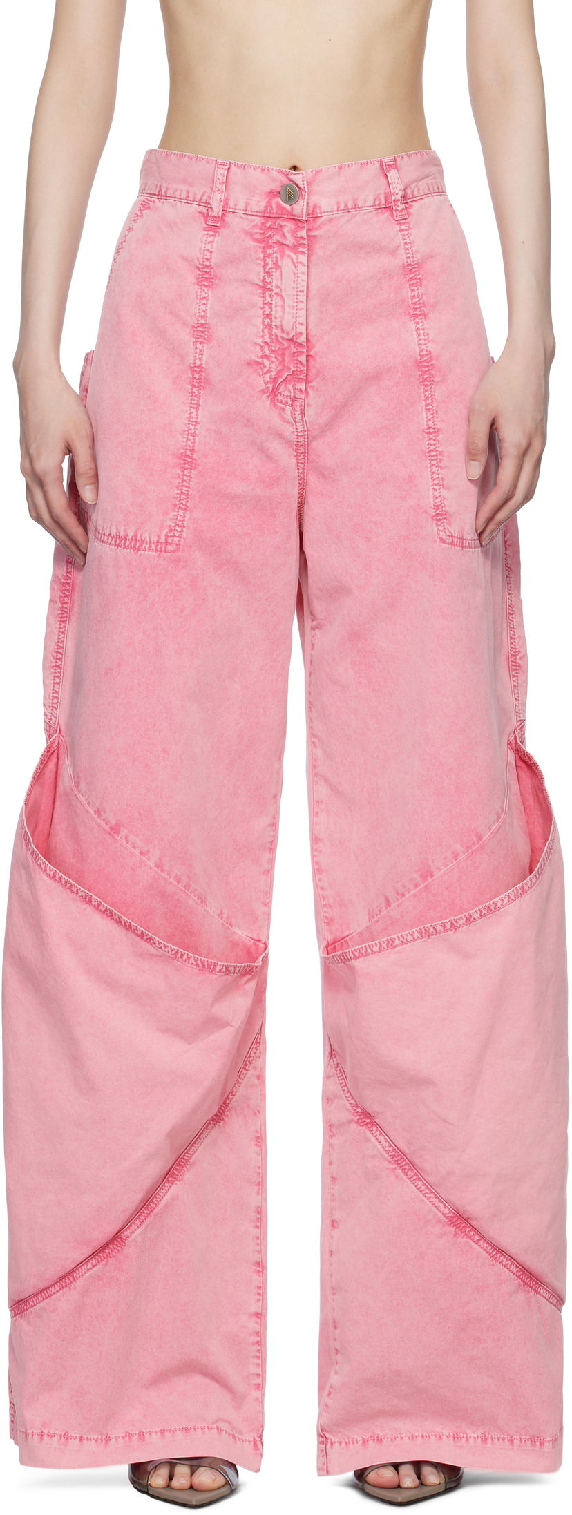 Cargo bukser The Attico The Attico Long Wide-Leg Jeans Lyserød | 250WCP00198 DDC098AA