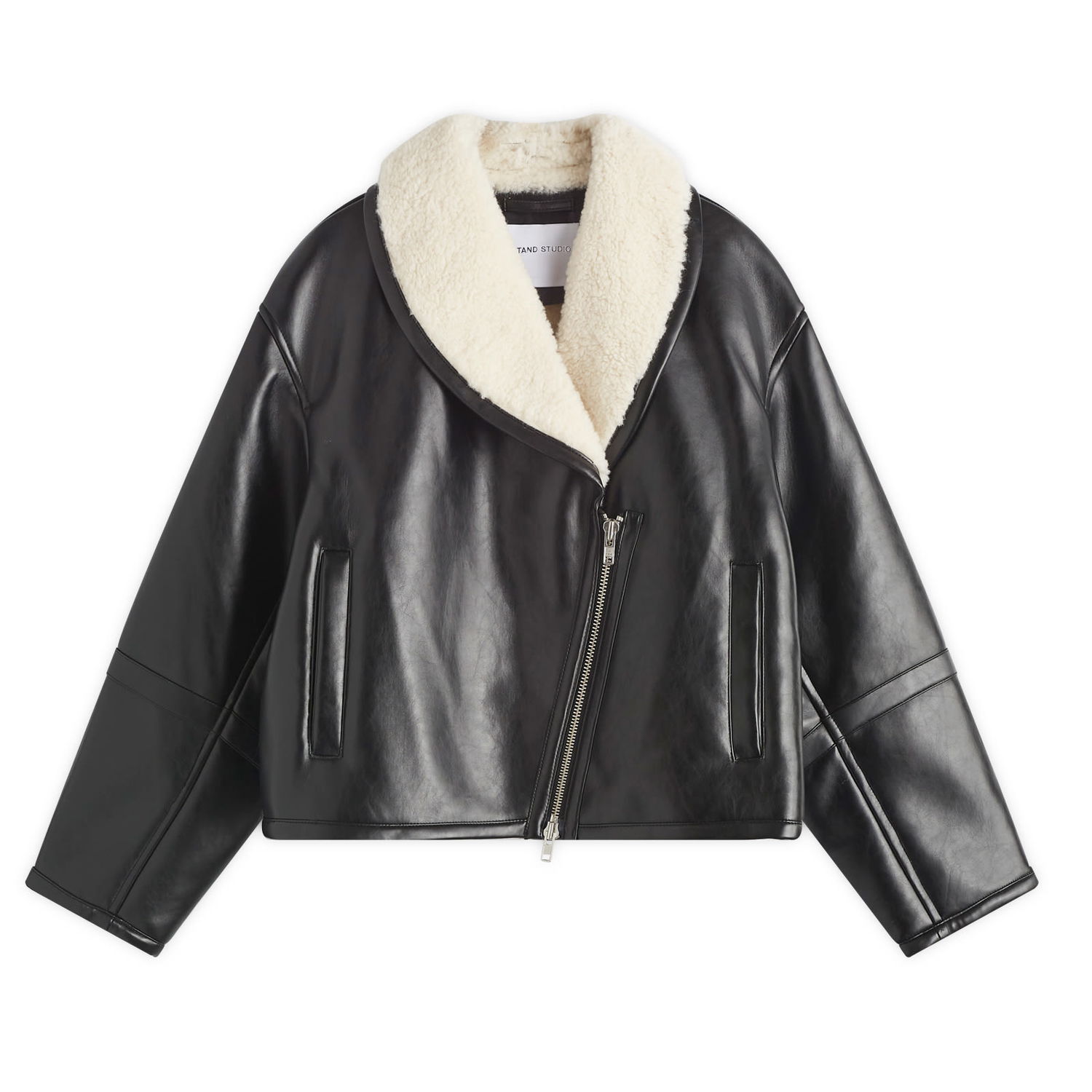Frakker STAND STUDIO Faux Fur Shearling Coat Sort | 66325-9132-89100, 0