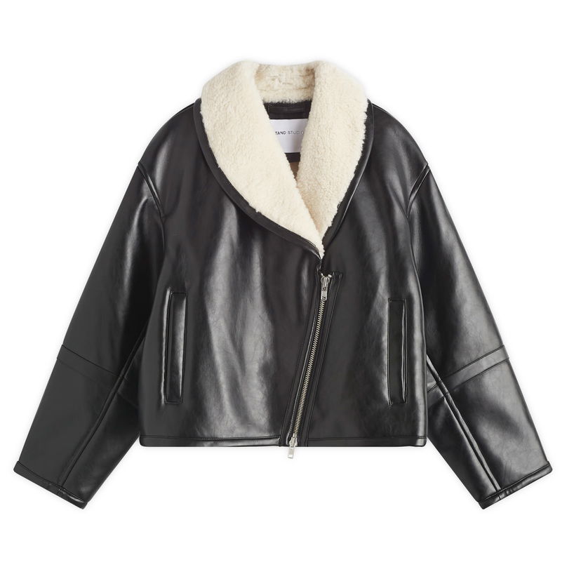 Frakker STAND STUDIO Faux Fur Shearling Coat Sort | 66325-9132-89100
