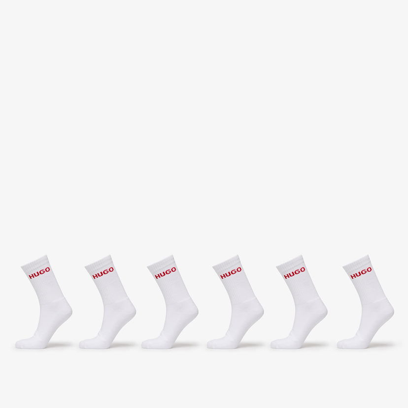 Sokker BOSS Hugo Rib Logo Sock 6-Pack White Hvid | 50510187-100