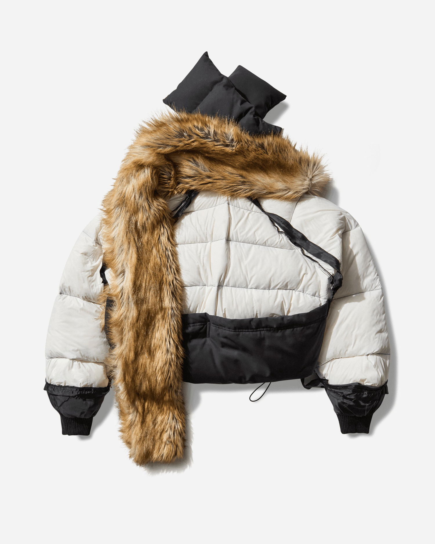 Puffer jakke Ottolinger Deconstructed Puffer Jacket with Faux Fur Stole Hvid | 10970340901 5, 0