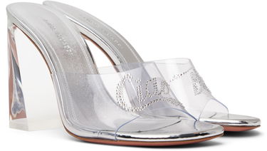 Skopleje Amina Muaddi Amina Muaddi Bella Glass Heeled Sandals Metalisk | BELLA GLASS SLIPPER BLOCK PVC, 3