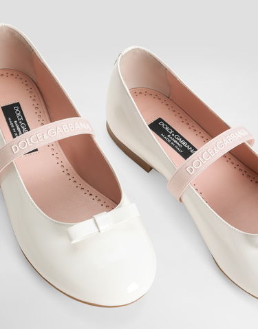 Tilbehør Dolce & Gabbana Dolce & Gabbana Patent Leather Ballet Flats with Bow Hvid | D11294A483187682, 3