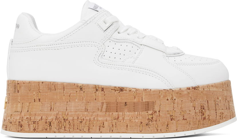 Sneakers og sko Valentino Valentino Garavani Freedots XL Calfskin & Cork Hvid | 6W2S0IG5NGG