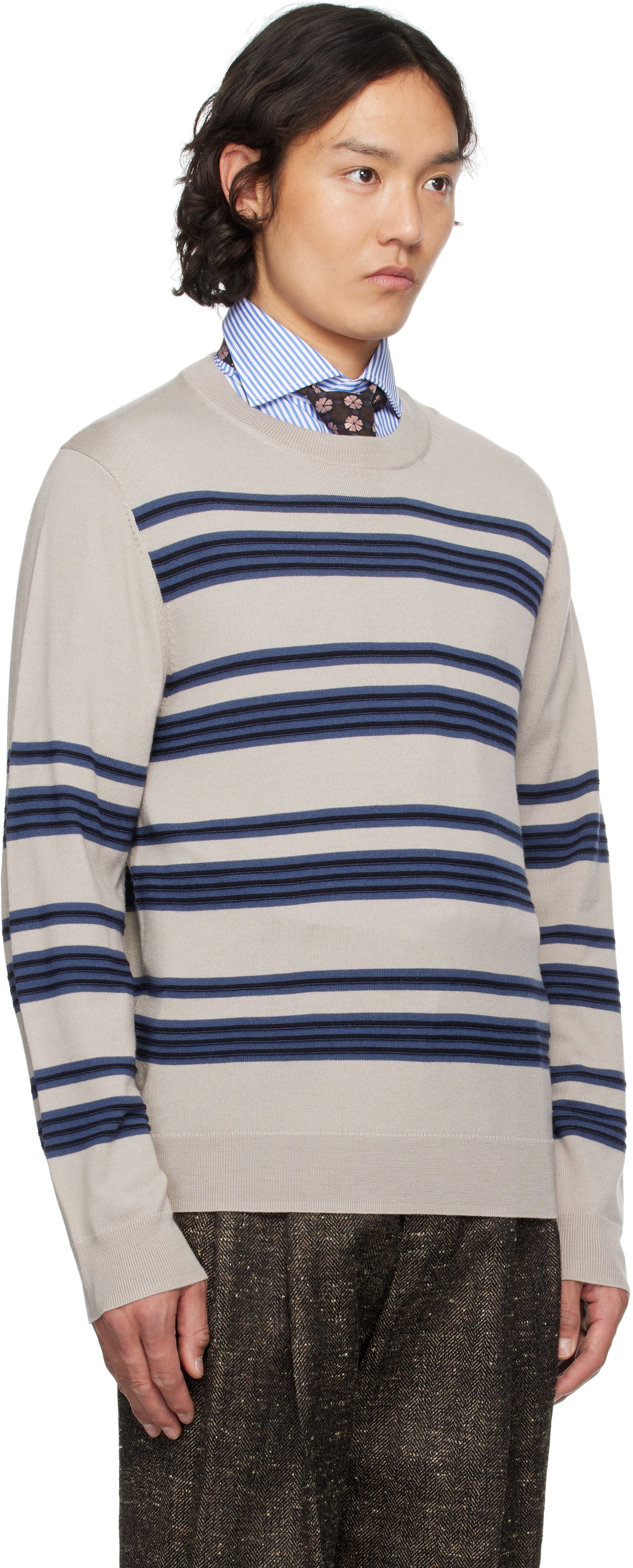 Sweater Paul Smith PS Paul Smith Raised Stripe Merino Wool Sweater Beige | M2R-307Z-P22297-61, 1