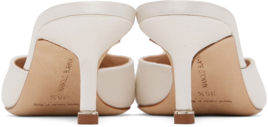 Smykker Manolo Blahnik Manolo Blahnik Hangisimu Crystal Buckle Kitten Heel Mules Hvid | 9XX-0728, 1