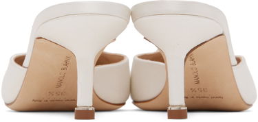 Smykker Manolo Blahnik Manolo Blahnik Hangisimu Crystal Buckle Kitten Heel Mules Hvid | 9XX-0728, 1