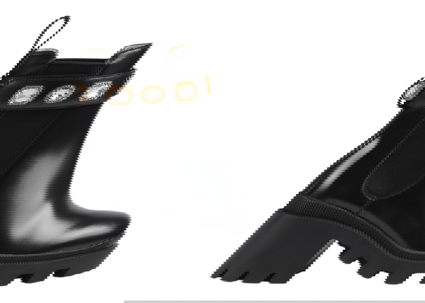 Sneakers og sko Gucci Crystal Belt 60mm Ankle Boot 'Black Leather' Sort | 550036 DKS00 1000, 0