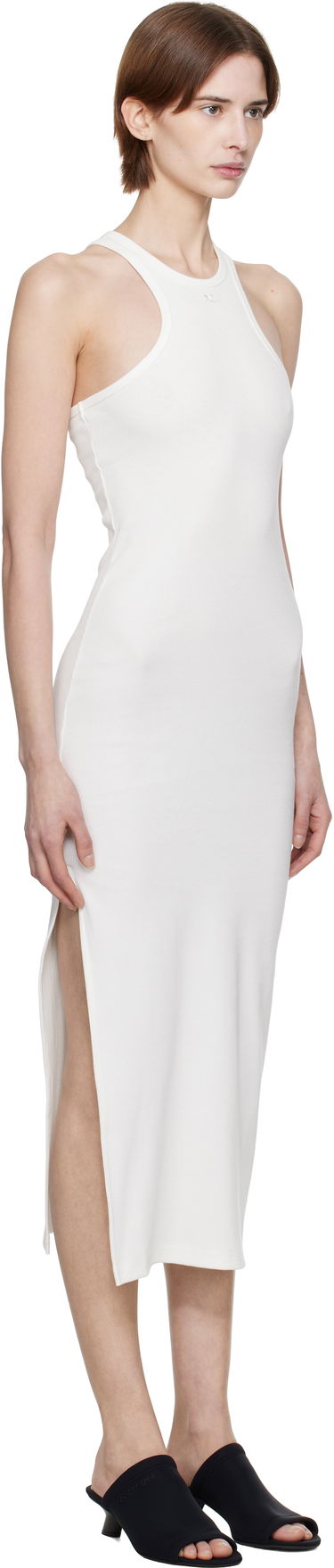 Kjole Courrèges Courrèges Scuba Rib Midi Dress Hvid | 125JRO586JS0194, 1