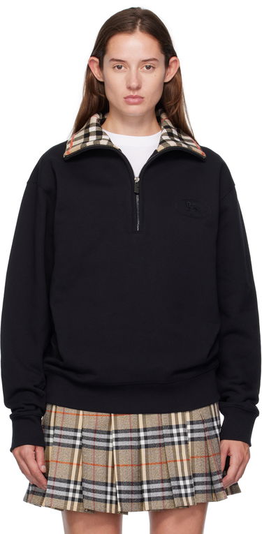 Sweatshirt Burberry Burberry Check Collar Quarter-Zip Sweatshirt Sort | 8109063, 0
