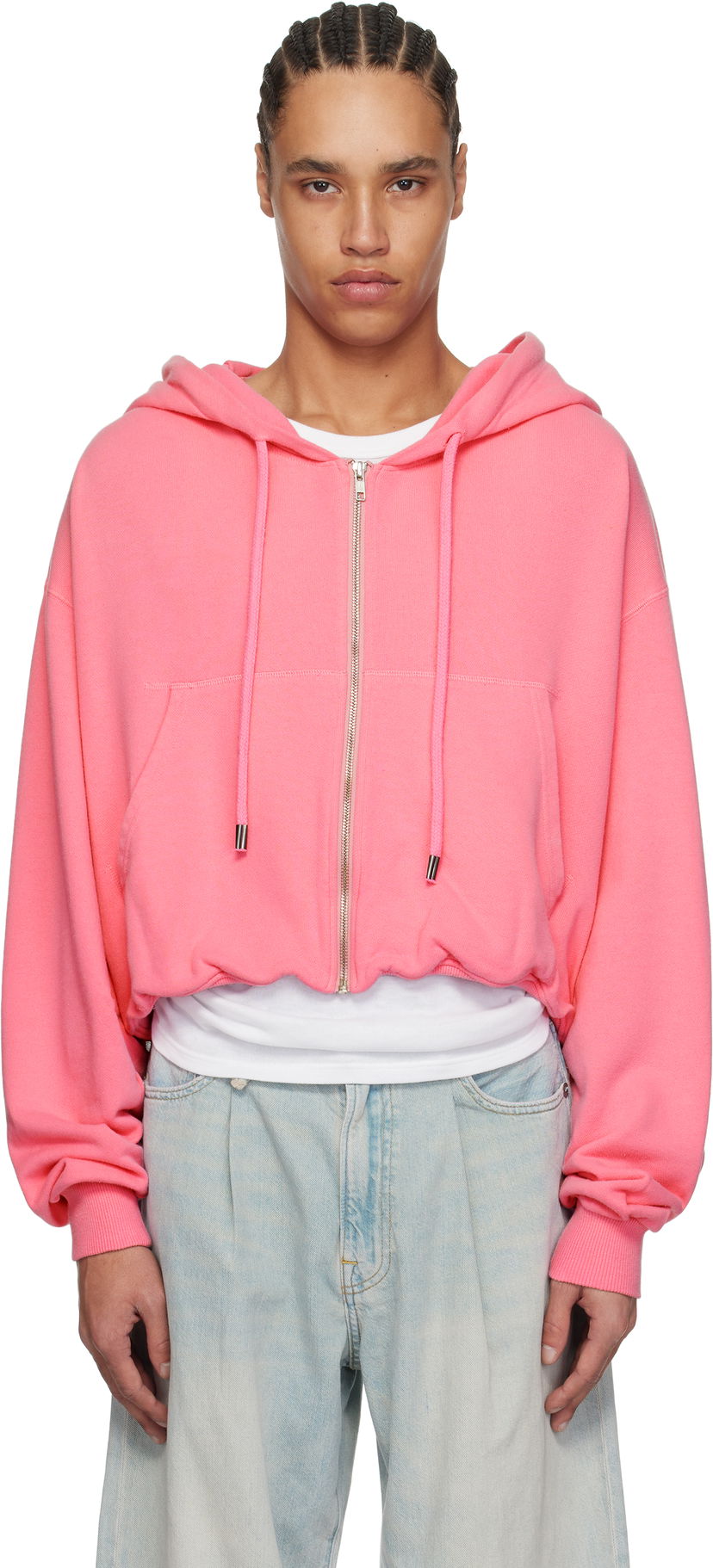 Sweatshirt R13 R13 Balloon Cropped Zip-Up Hoodie Lyserød | R13WK216-K001I