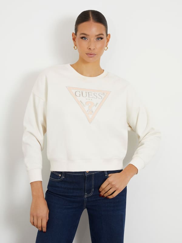 Sweatshirt GUESS Triangle Logo Sweatshirt Hvid | W4RQ13KC5H2, 0