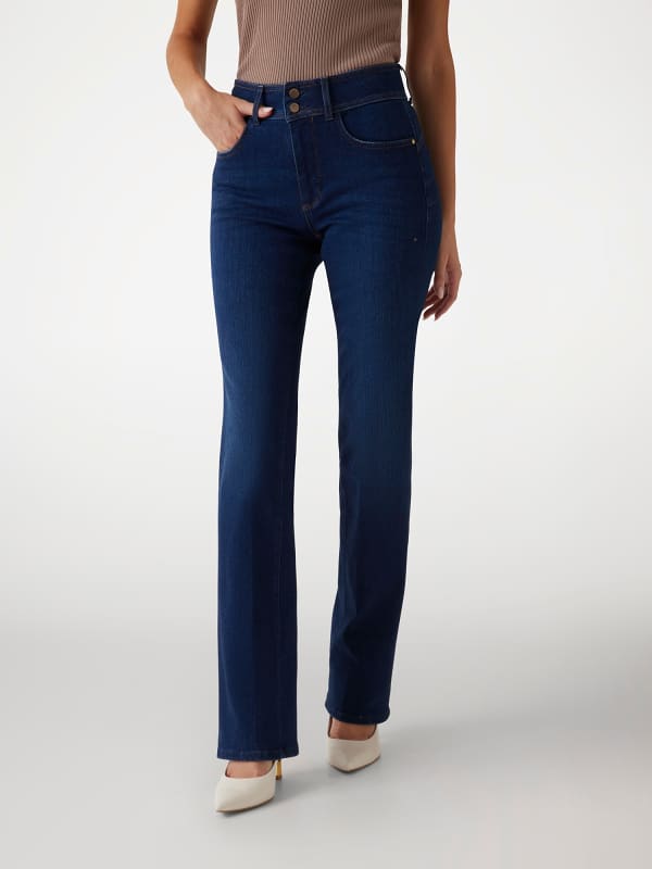 Jeans GUESS Shape Up High-Waisted Straight Leg Jeans Blå | W5RA0VD5L91, 0