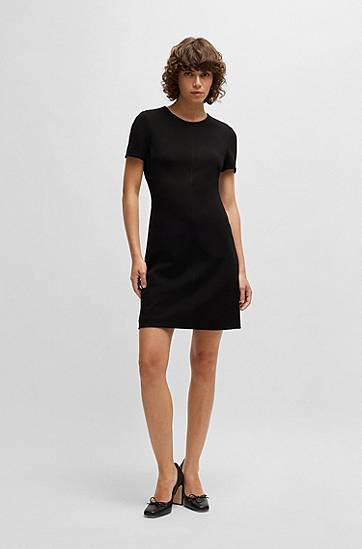 Kjole BOSS Slim Fit Stretch Crew Neck Dress Sort | 50490062, 1