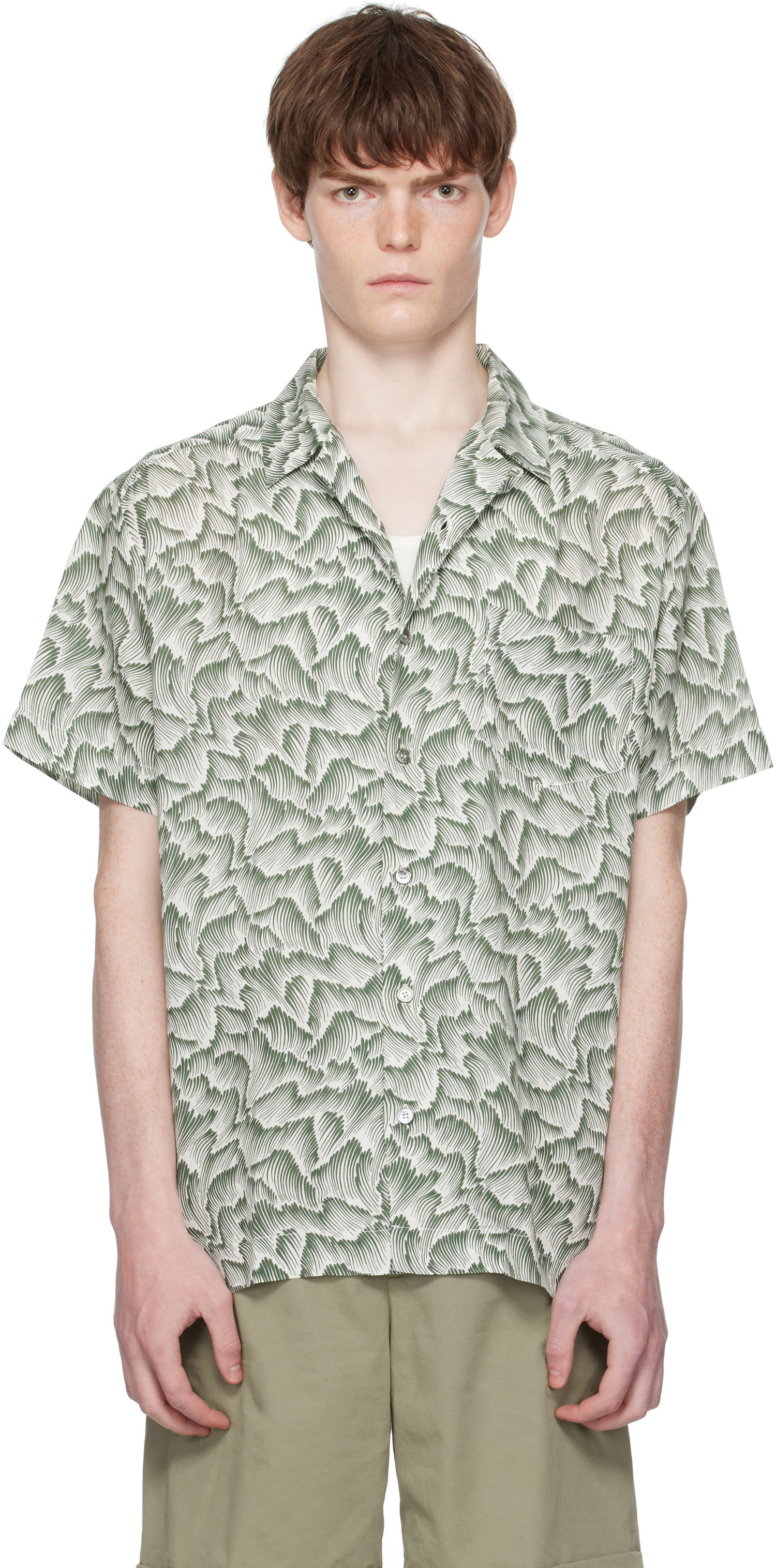 Skjorte A.P.C. A.P.C. Roy Print Camp Collar Shirt Grøn | VIALX-H12608, 0