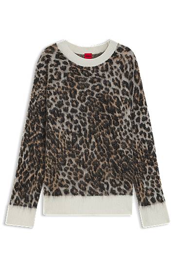 Sweater BOSS Leopard Jacquard Loose-Fit Knitted Sweater Flerfarvet | 50548255, 0