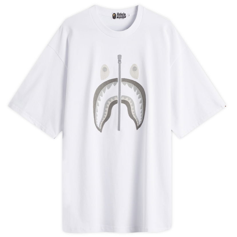 T-shirt BAPE A Bathing Ape Chain Stitch Shark Relaxed Fit T-Shirt, Size Large Hvid | 001CSL301343M-WHT