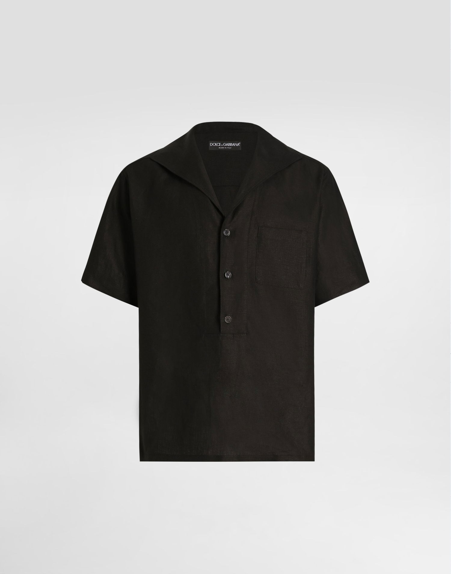 Skjorte Dolce & Gabbana Dolce & Gabbana Three-Button Linen Shirt Sort | G5NE3TFU4JBN0000, 0