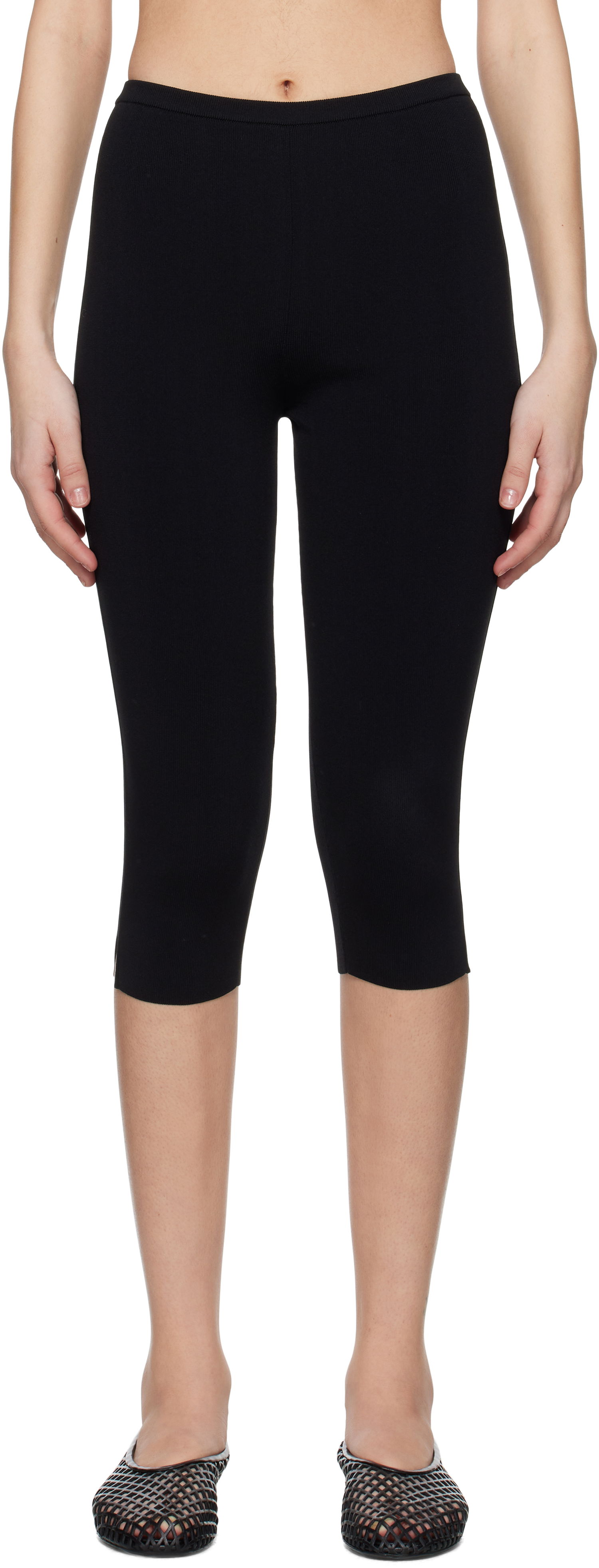 Leggings TOTEME TOTEME Compact Knit Capri Trousers Sort | 252-WRB0276-YA0187, 0
