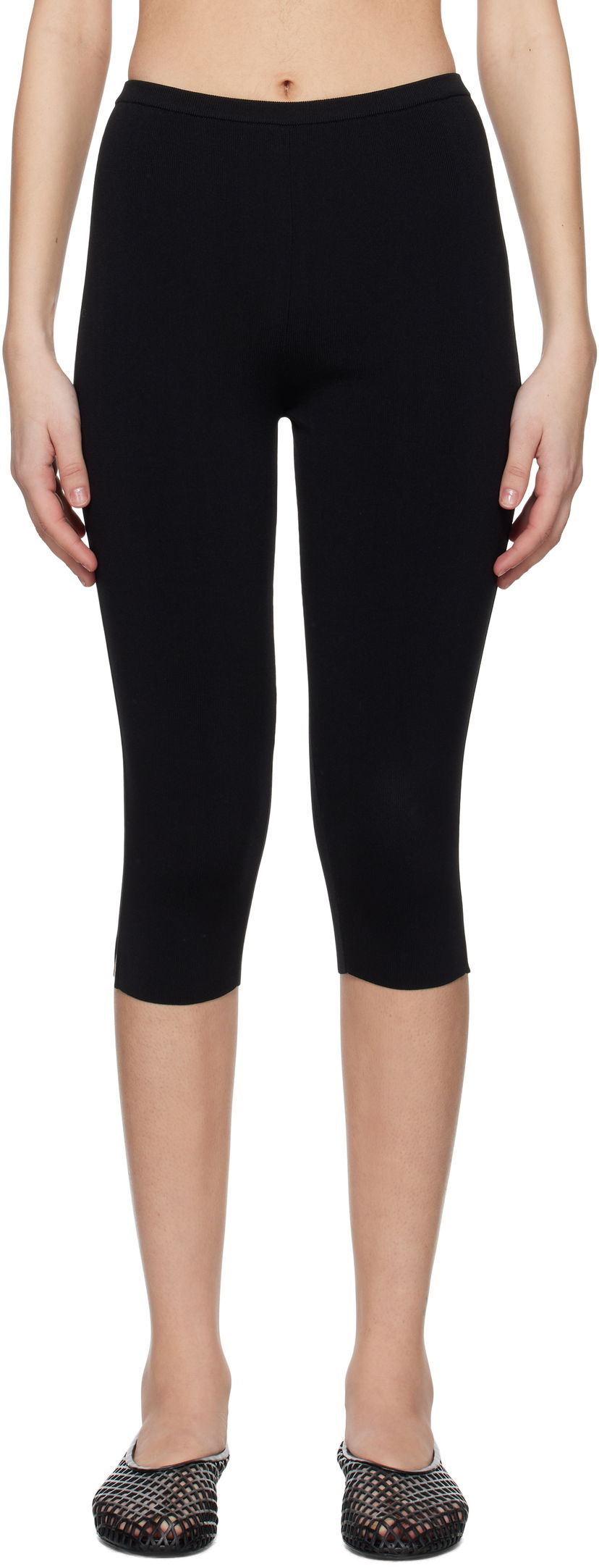 Leggings TOTEME TOTEME Compact Knit Capri Trousers Sort | 252-WRB0276-YA0187