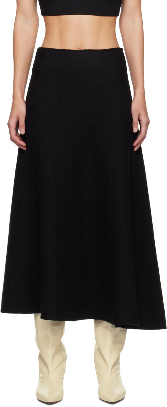 Nederdel Jil Sander Asymmetric Hem Midi Skirt Sort | J02MA0024_J14506