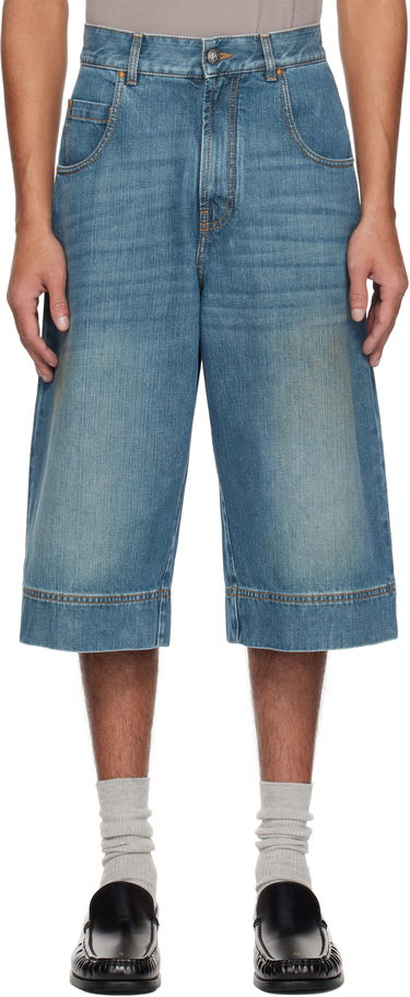 Shorts Palm Angels Palm Angels Curved Logo Denim Shorts Blå | PMYC007S25DEN0014555, 0