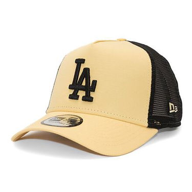 Kasket New Era 9FORTY A-Frame Trucker MLB League Essential Los Angeles Dodgers Pineapple / Black  One Size Beige | 60435249, 0