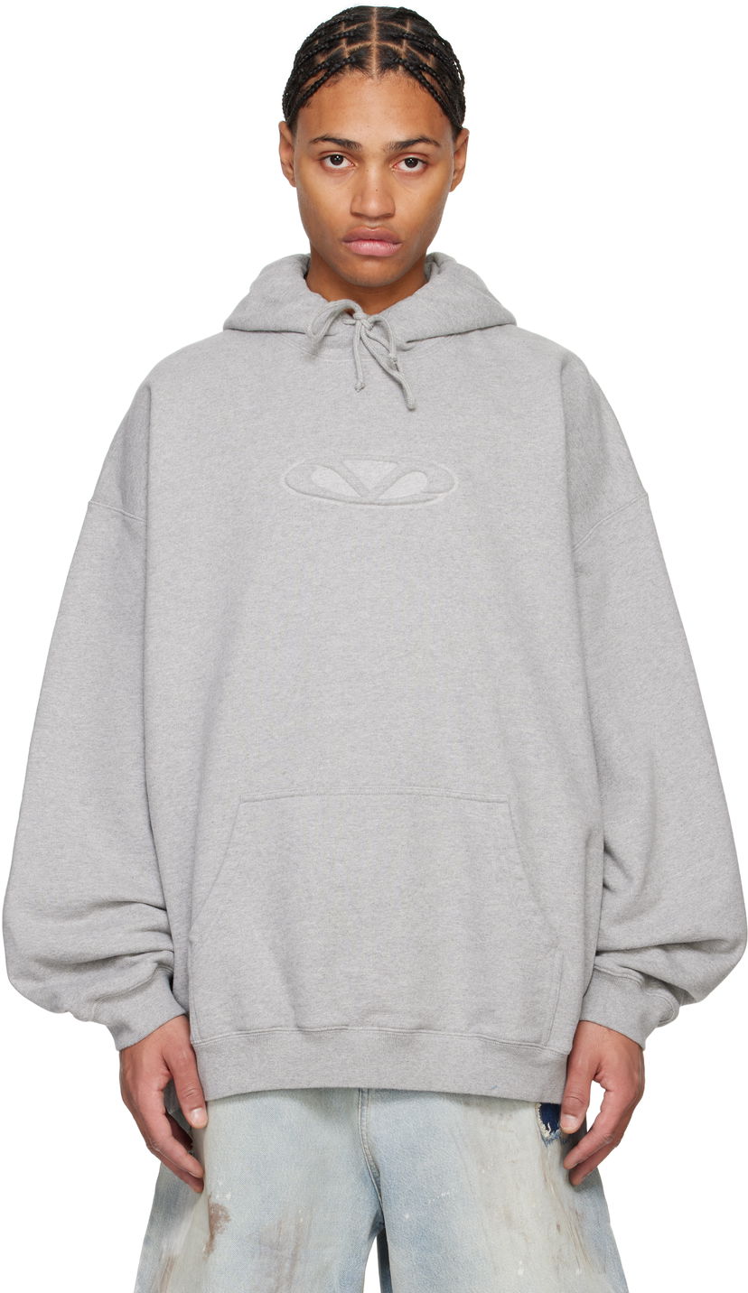 Sweatshirt VETEMENTS 3D Oval Logo Oversized Hoodie Grå | UA66HD790G