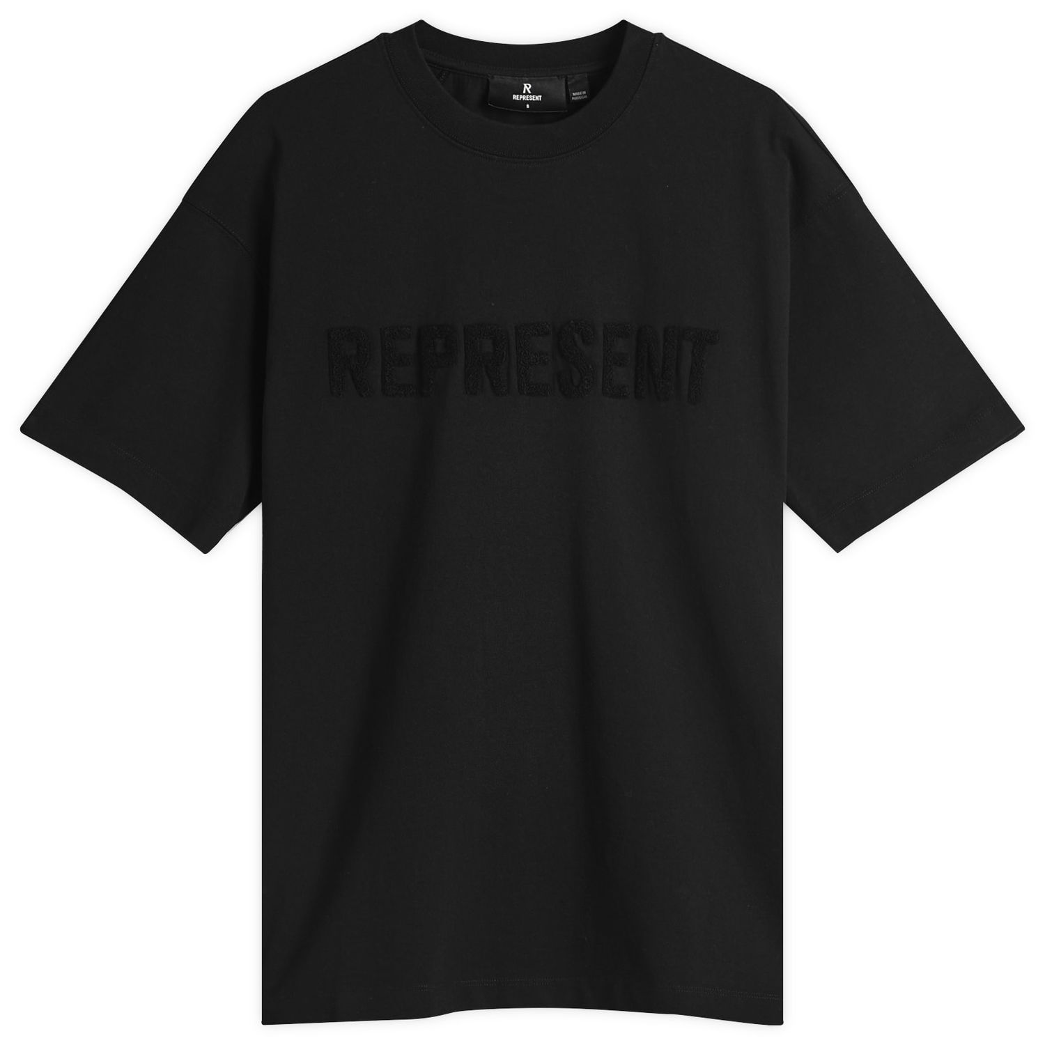 T-shirt Represent Clo Boyfriend T-Shirt with Textured Logo Sort | OCW41389-01, 1