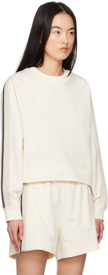 Sweater Moncler Moncler Cropped Sweatshirt with Striped Trim Hvid | K10938G0003389A1K, 1