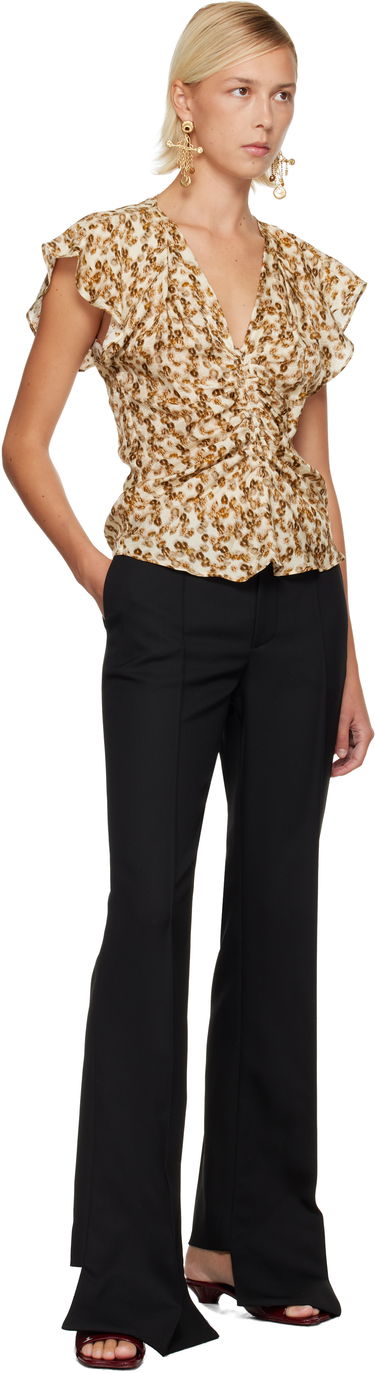 Skjorte ISABEL MARANT Lonea Ruched V-Neck Blouse Flerfarvet | HT0228FA-C3J10I, 3