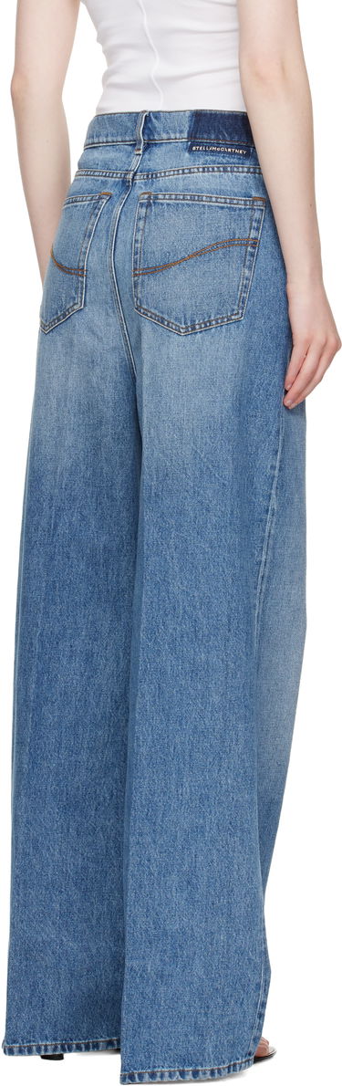 Jeans Stella McCartney Stella McCartney Faded Wide-Leg High-Rise Jeans Blå | 6D04133SQH27, 2
