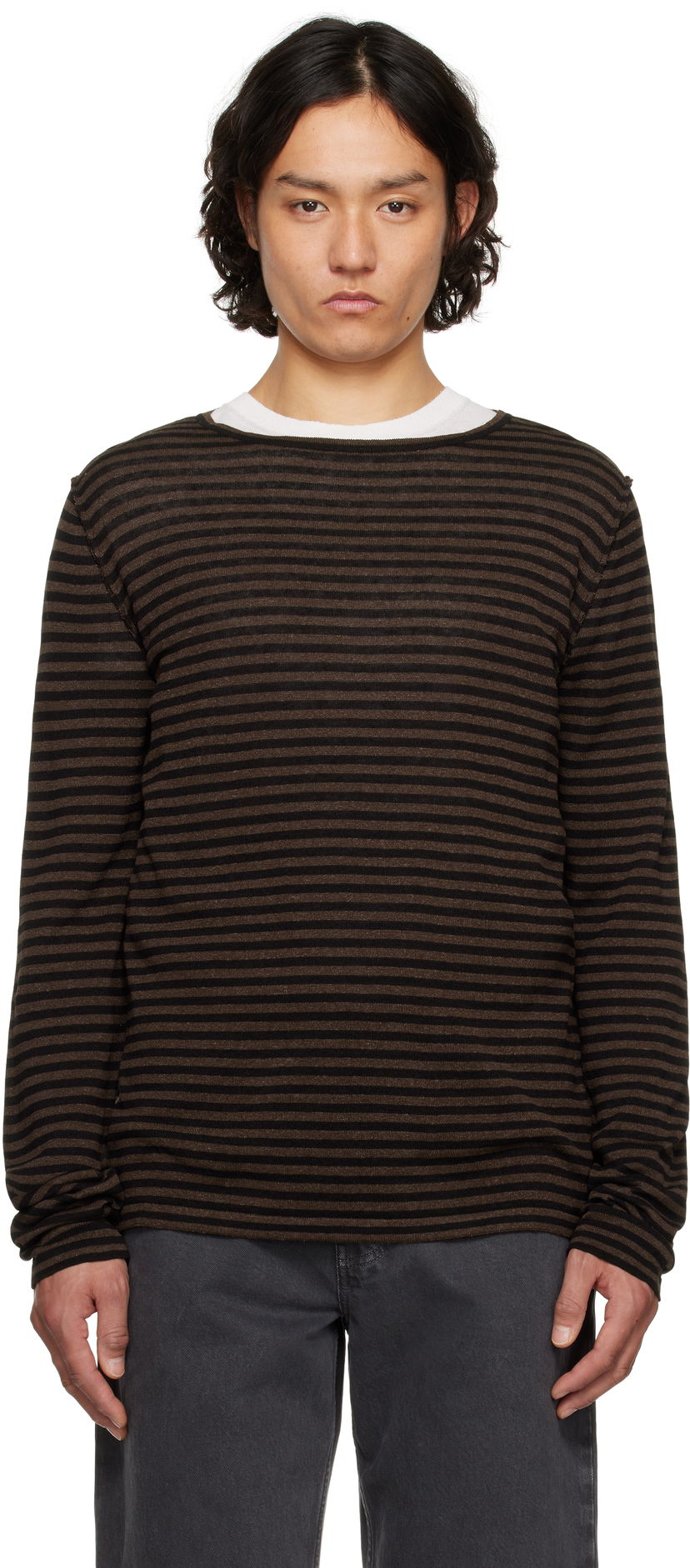 Sweater The Row The Row Striped Lillard Sweater Brun | 885-Y889
