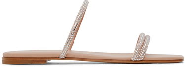 Sneakers og sko Gianvito Rossi Cannes 05 Crystal Embellished Flat Sandals Beige | G16120.05CUO.XCN, 0